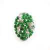 【天然正品】A货翡翠AU750白金镶钻群镶天然设计师花卉款细腻满绿冰种蛋面翡翠戒指16.5号（戒圈可改）280226HSD43 商品缩略图0