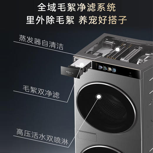 卡萨帝（Casarte）【重磅新品】融朗23kg双子滚筒洗衣机 分区洗烘一体 上筒热泵烘干 洗烘双绿标 CS AB23SWTTHCU1 商品图2