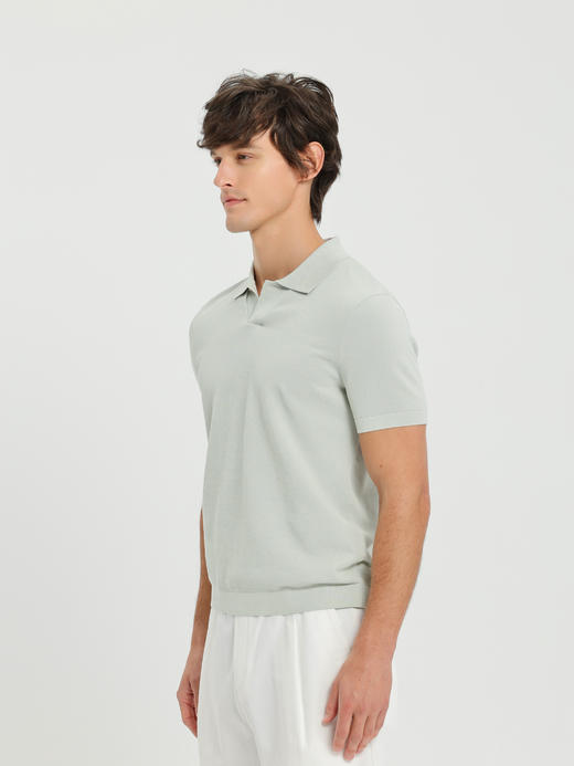 callisto浅绿长绒棉中空大珠地弹力T恤 商品图3