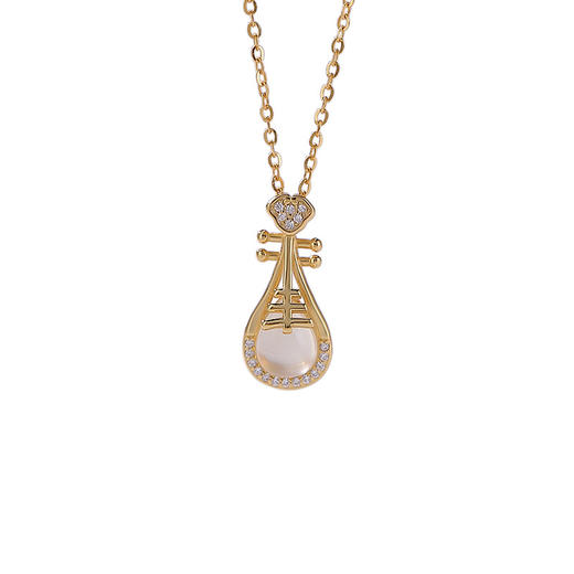 【琵琶福音】S925纯银镀金琵琶吊坠女玉髓镶钻项链【CW-23367】 商品图4