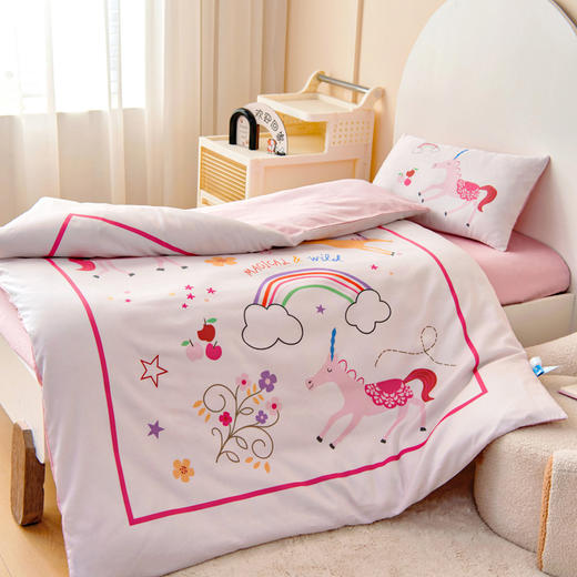 小象咘叮 A类60支全棉纯棉数码印花幼儿园套件 6色可选 宝宝入园午睡被儿童三件套 商品图2