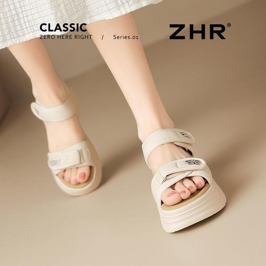ZHR则则5.5CM厚底运动凉鞋女外穿出夏季百搭魔术贴女士凉鞋松糕底 商品图5