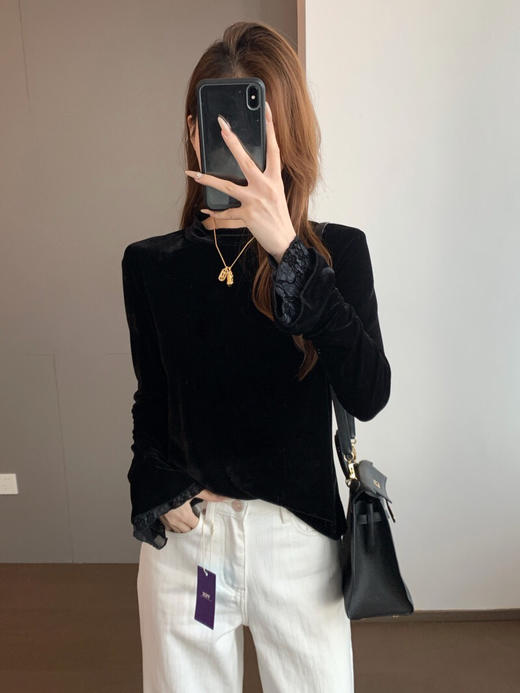 YAW1300喇叭袖丝绒衫 商品图1