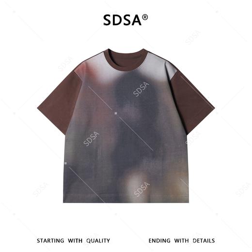 9026SDSA男装2026新款高贵轻奢渐变晕染撞色短袖T恤抽象印花高街上衣 商品图1