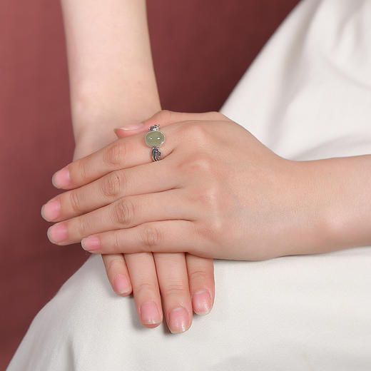 【云游锦鲤】S925纯银和田玉晴水玉蜜蜡锦鲤鲤鱼开口戒指【CW-JZ07574】 商品图3