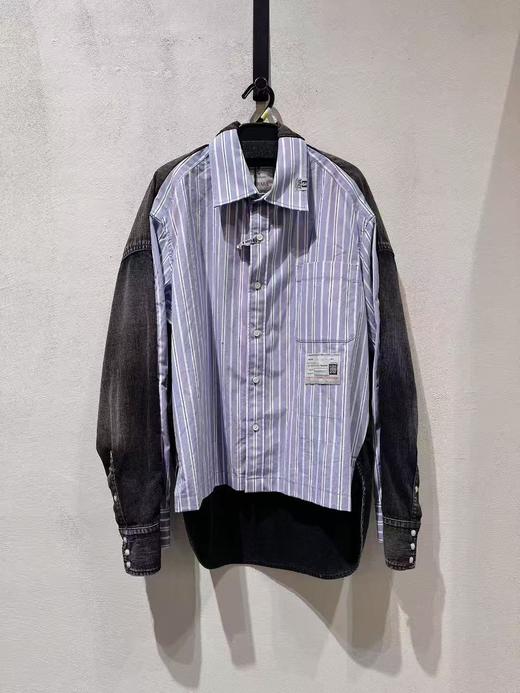 男款拼接条纹牛仔外套la019 商品图0