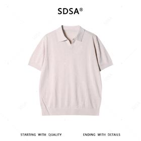 SDSA男装2026新款高贵轻奢简约纯色肌理海鸥领短袖T恤百搭休闲