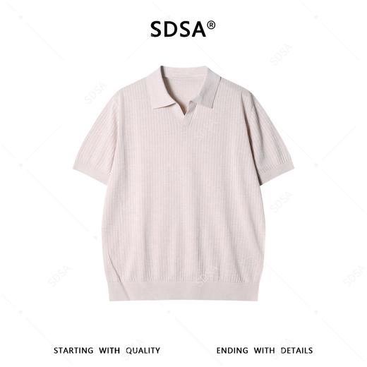 SDSA男装2026新款高贵轻奢简约纯色肌理海鸥领短袖T恤百搭休闲 商品图0