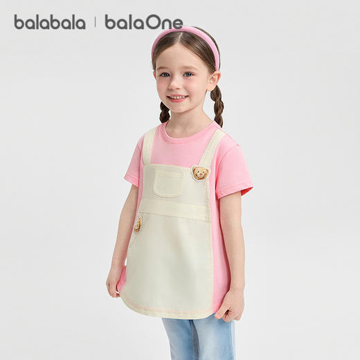 【balaOne】巴拉巴拉童装宝宝短袖t恤女童2026新款夏装假两件上衣 商品图0