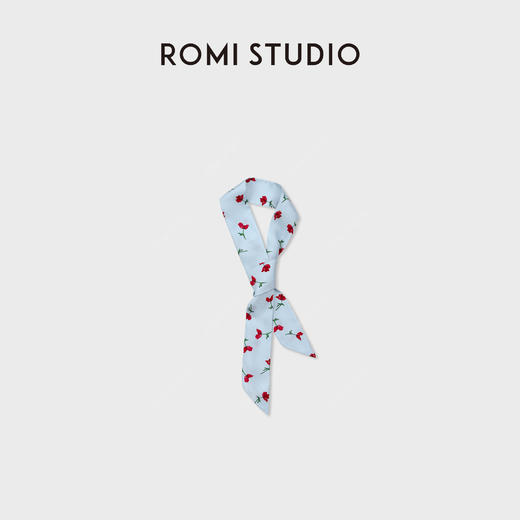 ROMI STUDIO100%桑蚕丝斜纹绸双面印花细窄丝巾领巾RWCRPY7572 商品图1
