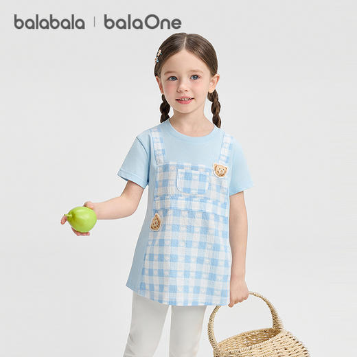 【balaOne】巴拉巴拉童装宝宝短袖t恤女童2026新款夏装假两件上衣 商品图1