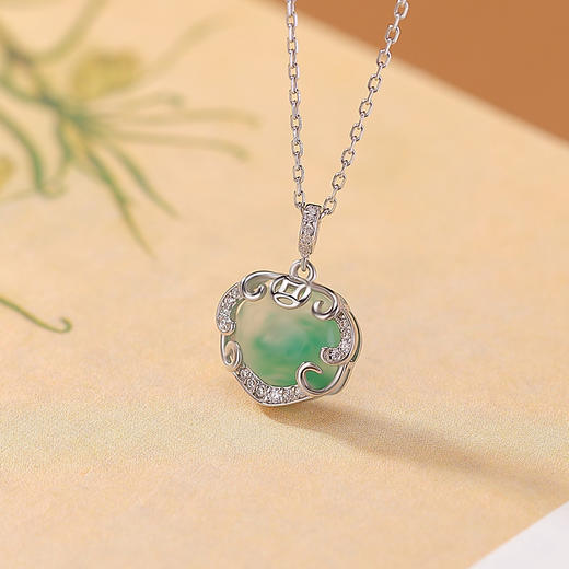 【如意顺意】S925纯银镀金非洲翠如意套链【CW-XL00527】 商品图2