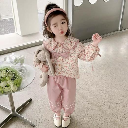 女童套装春秋季新款洋气时髦女宝宝春款儿童碎花蝴蝶结两件套80-120 商品图3