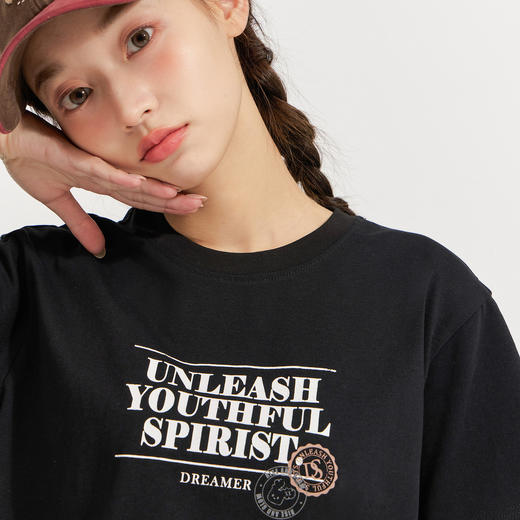 笛莎Deesha 2026年夏季新款青少年字母印花精梳棉T恤 商品图2