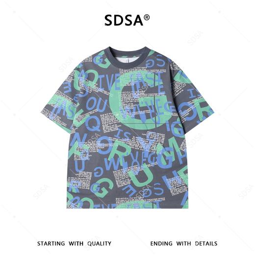 26T210SDSA男装2026新款高贵轻奢美式时尚满印字母设计圆领短袖T恤百搭 商品图1