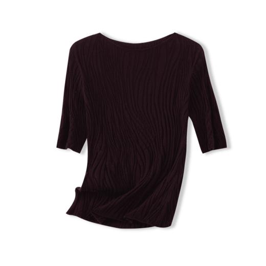 一字领五分袖水波纹60支扬子纱针织衫 BC26011 商品图5