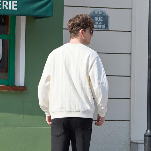 半身缘男装 春季舒适宽松廓形圆领经典字母卫衣261212P04510210 商品图4