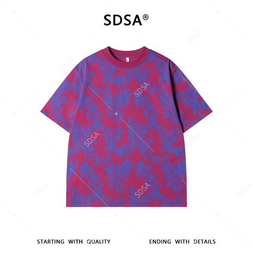 26T139SDSA男装2026新款高贵轻奢时尚撞色花卉设计圆领短袖T恤百搭宽松 商品图1