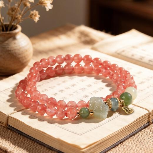 【林栖好物】鸿韵纳福 天然南红和田玉经典国风系手串 商品图1