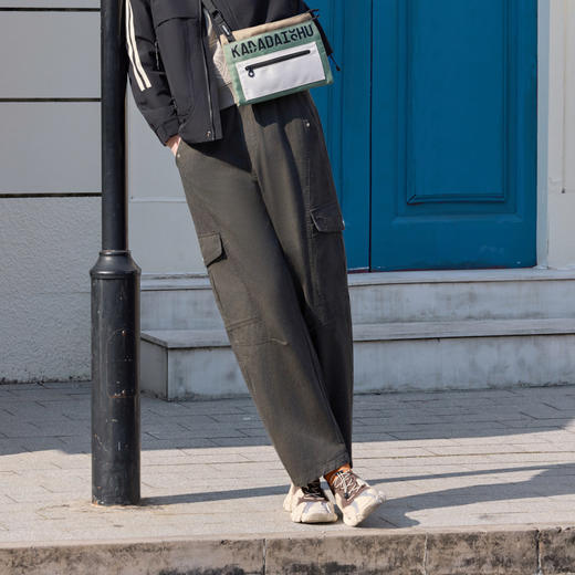 半身缘男裤 春季宽松裁剪拼接全棉香蕉裤休闲裤261101P10330245 商品图3