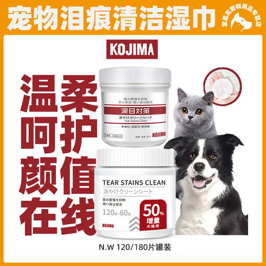 KOJIMA狗狗猫咪去泪痕湿巾擦眼睛清洁比熊加菲去泪痕无刺激120片 商品图0