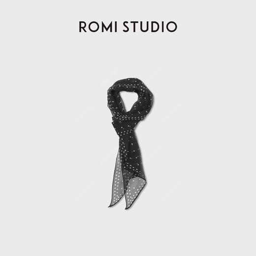 ROMI STUDIO“法式赫本”100%桑蚕丝黑白波点披肩丝巾 RWDSP02638 商品图0