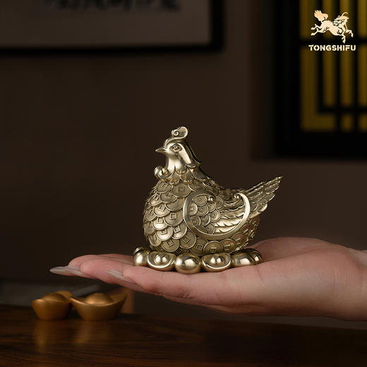铜师傅《多宝母鸡》《多宝公鸡》生肖鸡铜摆件 新居乔迁开业礼物 商品图5