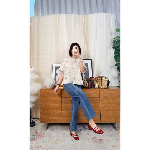 【贝拉推荐】本心之作 四面弹直筒九分牛仔裤 小个子闭眼冲的本心之作 双侧缝工艺 裤脚翻边 显瘦显腿直 商品图1