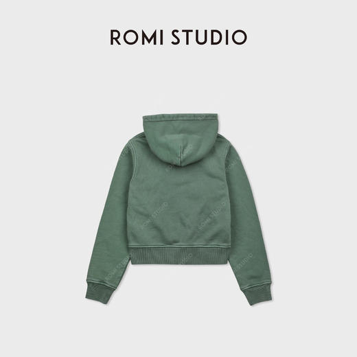 ROMI STUDIO阿苏特手工染全棉做旧洗水拉链连帽卫衣RWCAST5684 商品图1