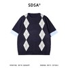 M183SDSA男装2026新款高贵轻奢复古撞色菱形格圆领短袖T恤百搭时尚 商品缩略图1