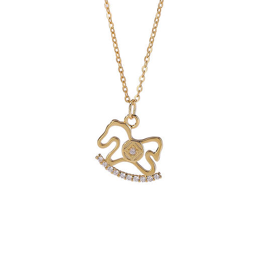 【马上顺遂】S925纯银镀金木马年本命年生肖马套链【CW-XL00479】 商品图4