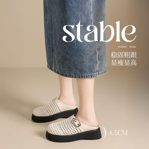 ZHR则则透气洞洞包头拖鞋女2025新款外穿一脚蹬勃肯半拖厚底拖鞋 商品图3