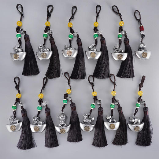 子佩集【祥瑞福辏】S999银钥匙扣【BX0280959】十二生肖元宝原创作品招财进宝可转动2509 商品图2