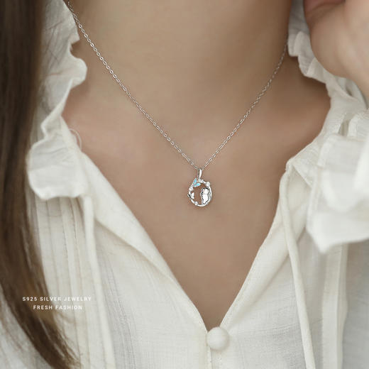 【月下灵猫】S925纯银猫戏蝴蝶项链【YXS-YA0582】 商品图3