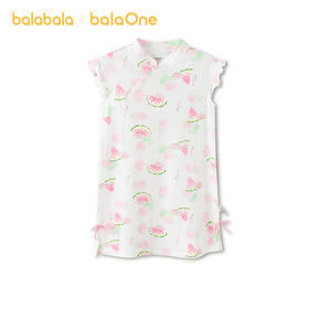 巴拉巴拉宝宝裙子夏季新款女童睡裙空调服防着凉儿童家居裙甜美萌