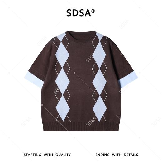 M183SDSA男装2026新款高贵轻奢复古撞色菱形格圆领短袖T恤百搭时尚 商品图1