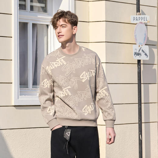 半身缘男装 春季休闲舒适宽松廓形涂鸦印花卫衣261212P04510209 商品图0