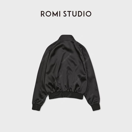 ROMI STUDIO“三醋酸”哑光柔滑棒球领复古休闲拉链外套RWCWWG5343 商品图2