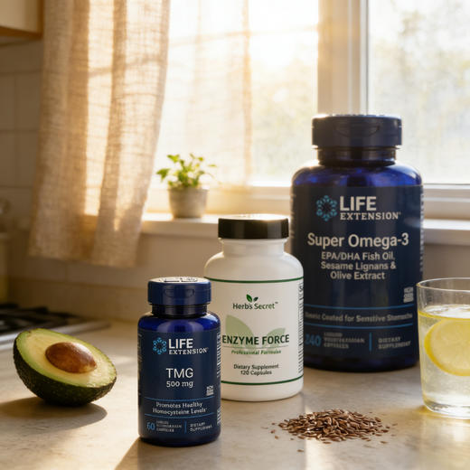 心血脑活力营养套装｜Herb'’s secret 消化酶120粒+Life Extension TMG甜菜碱60粒+Life Extension 鱼油 240粒 商品图6