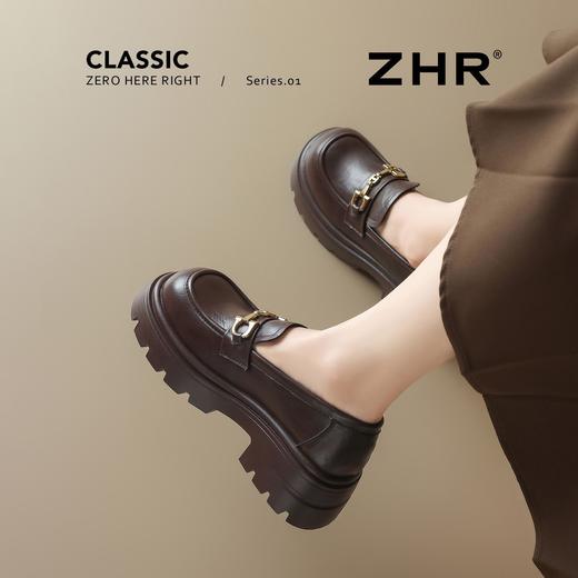 ZHR则则厚底增高6cm乐福鞋单鞋女2025新款百搭高跟小皮鞋学院女鞋 商品图8