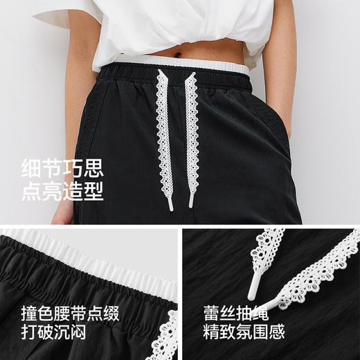 商场同款|森马休闲裤女夏季蕾丝拼色凉感宽松阔腿裤2026新款长裤 商品图2
