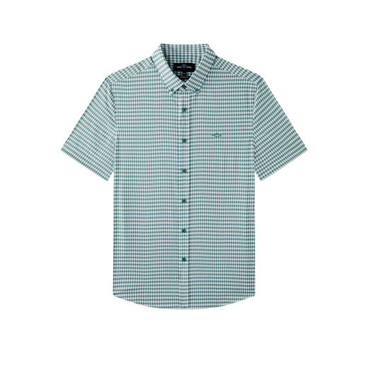 德鲨鲨鱼男装短袖格子衬衣2026夏季新款休闲打底上衣服男弹力衬衫 商品图3