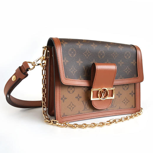 【95新】LV路易威登DAUPHINE系列M45958中号老花铜牌达芙妮链条包单肩包女士130326AK21 商品图2
