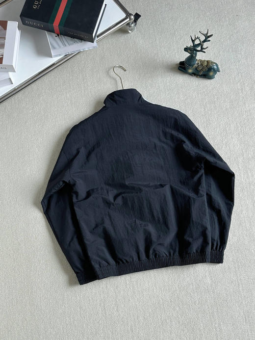 春秋款刺绣三叶草外套男女同款运动潮流三条杠情侣宽松上衣立领外套 商品图5