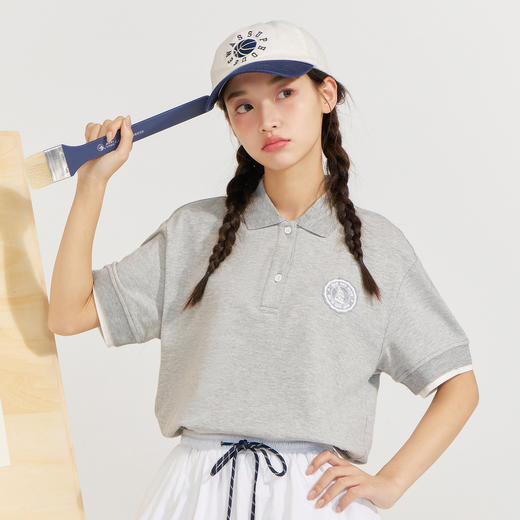 笛莎Deesha 2026年夏季新款青少年学院风运动POLOT恤 商品图1