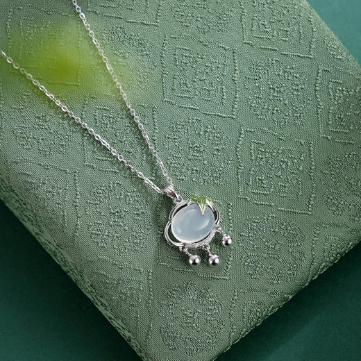 子佩集【竹锁清欢】S925银套链【XL090299】白玉髓锁珐琅彩竹叶项链2509 商品图0