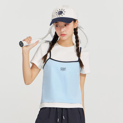 笛莎Deesha 2026年夏季新款青少年假两件印花T恤 商品图3