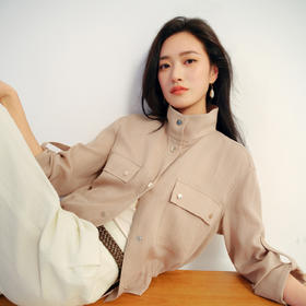 【严选】朱珠代言伊芙丽仿麻肌理感立领高智感防晒短款外套2026新款1H3911641