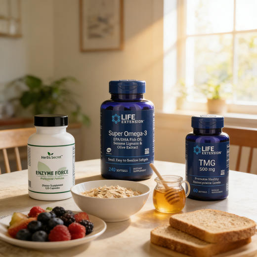 心血脑活力营养套装｜Herb'’s secret 消化酶120粒+Life Extension TMG甜菜碱60粒+Life Extension 鱼油 240粒 商品图3