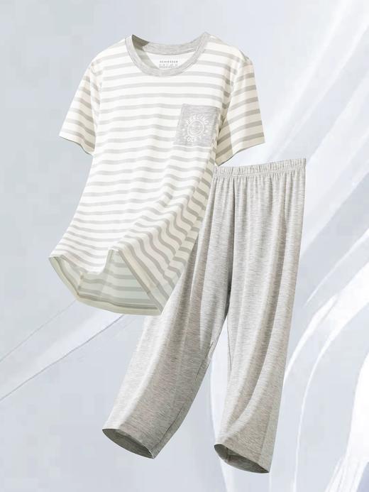 【莫代尔系列】舒雅童装男童短袖七分裤家居套装 95%莫代尔5% 氨纶   3B/26382H 商品图3